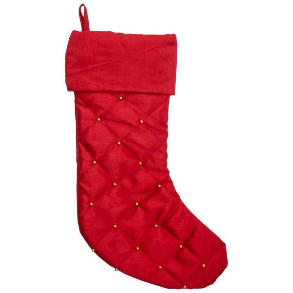 Diamond Quilted Satin Stocking w/ Pearl Accents