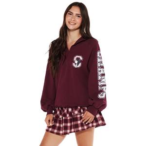 Juniors Peanuts(tm) Snoopy Quarter Zip Fleece Sweatshirt