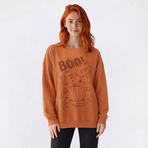 Juniors Peanuts(tm) Snoopy Pumpkin Oversized Fleece Pullover
