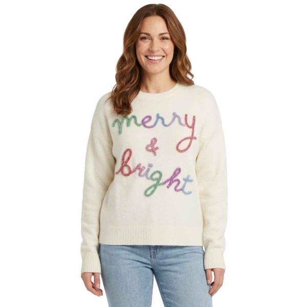 Womens 99 Jane Street Long Sleeve Merry & Bright Cord Sweater