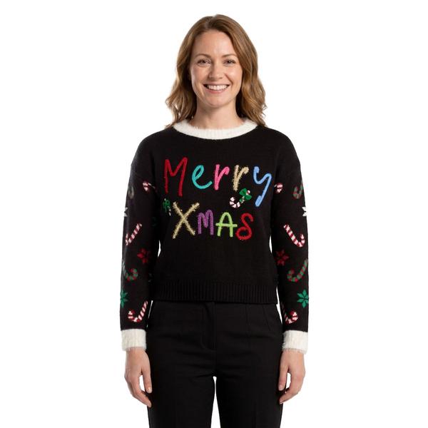 Womens 99 Jane Street Long Sleeve Merry Christmas Ugly Sweater