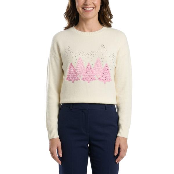 Womens 99 Jane Street Long Sleeve Christmas Trees Sweater alternate view