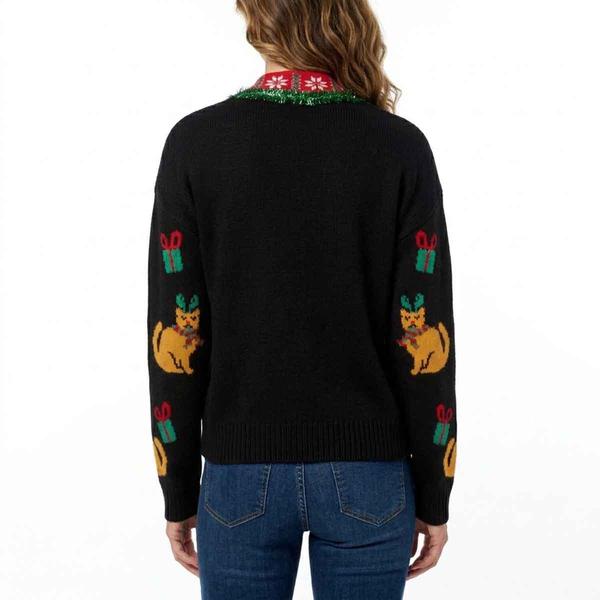 Womens 99 Jane Street Long Sleeve Christmas Cat Cardigan alternate view