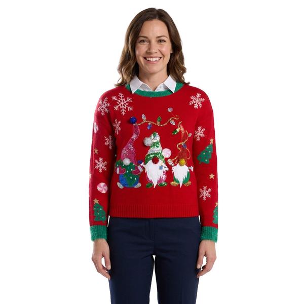 Womens 99 Jane Street Long Sleeve Christmas Gnomes Ugly Sweater