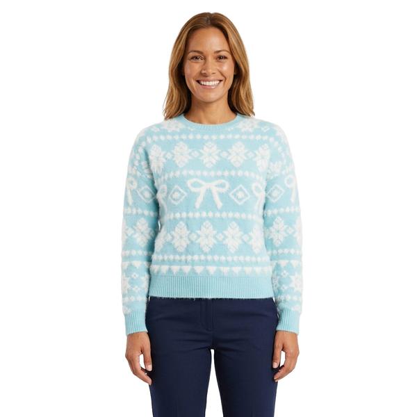 Womens 99 Jane Street Long Sleeve Fair Isle Bow Sweater alternate view