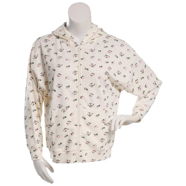 Juniors Rebel Veil French Terry Puff Boyfriend Zip Hoodie - Egret