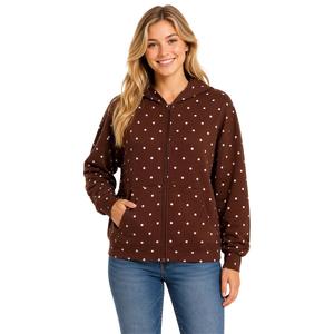Juniors Rebel Veil French Terry Puff Boyfriend Zip Hoodie - Dots