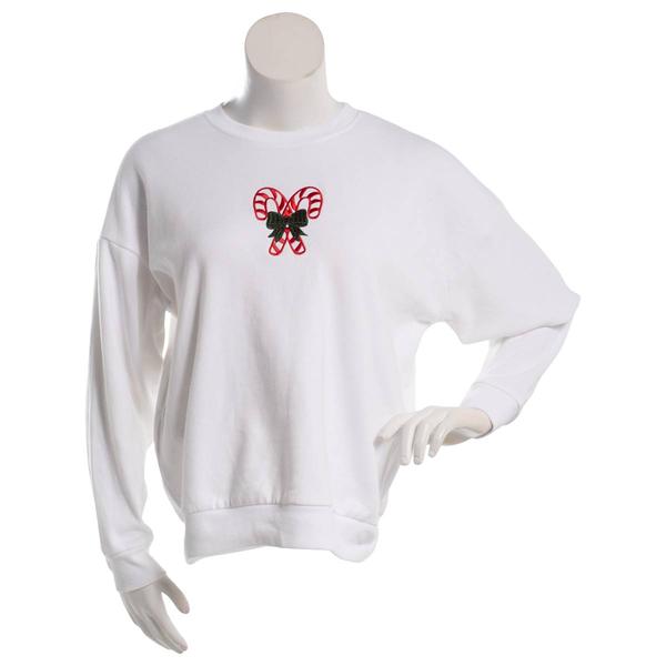 Juniors Rebel Veil Oversized Glitter Candy Cane Recipe Sweatshirt