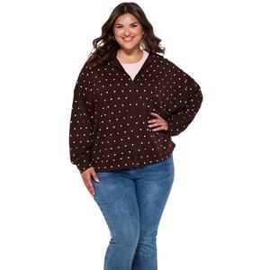 Juniors Plus Rebel Veil French Terry Puff Zip Hoodie - Dots