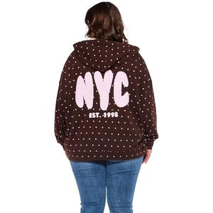 Juniors Plus Rebel Veil French Terry Puff Zip Hoodie - Dots alternate view