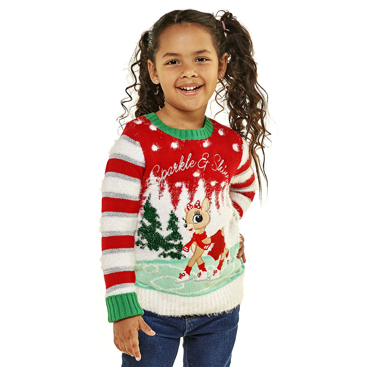 Girls (4-6x) Rudolph(R) Clarice Skating Eyelash Sweater