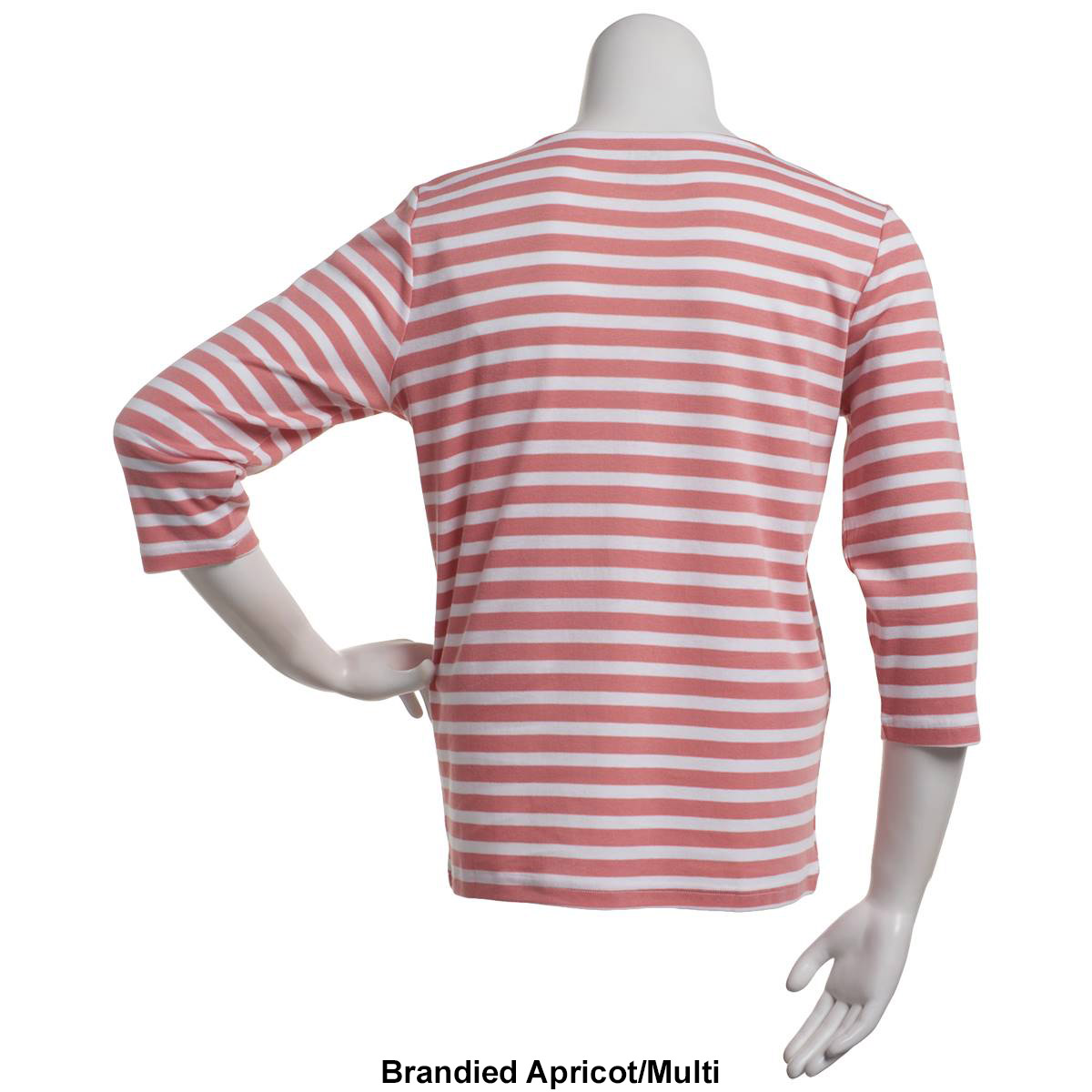 Petite Hasting & Smith 3/4 Sleeve Stripe Studded Tee