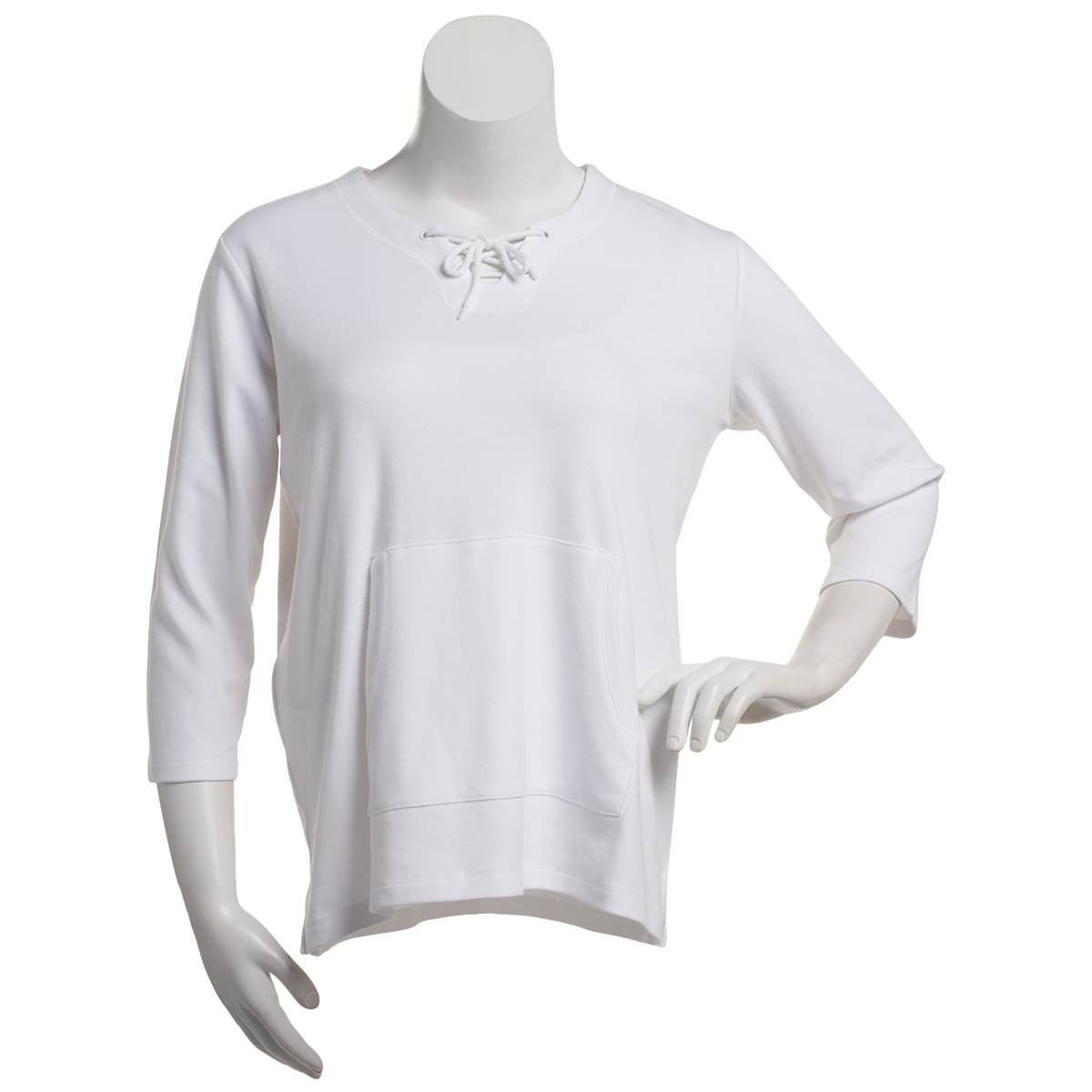 Womens Hasting & Smith 3/4 Sleeve Solid Kangaroo Pocket Tee