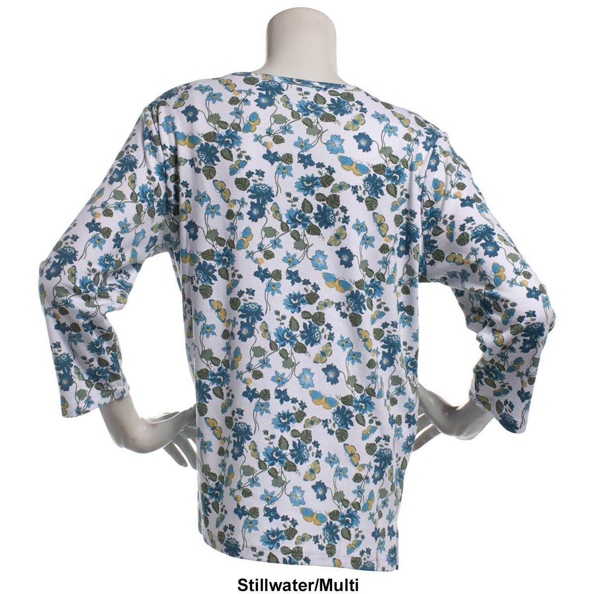 Womens Hasting & Smith 3/4 Sleeve Butterfly Floral Tee