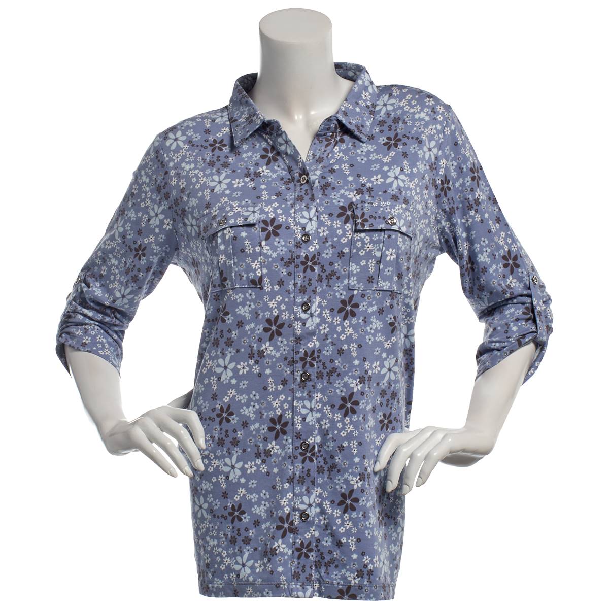 Womens Hasting & Smith 3/4 Sleeve Floral Casual Button Down