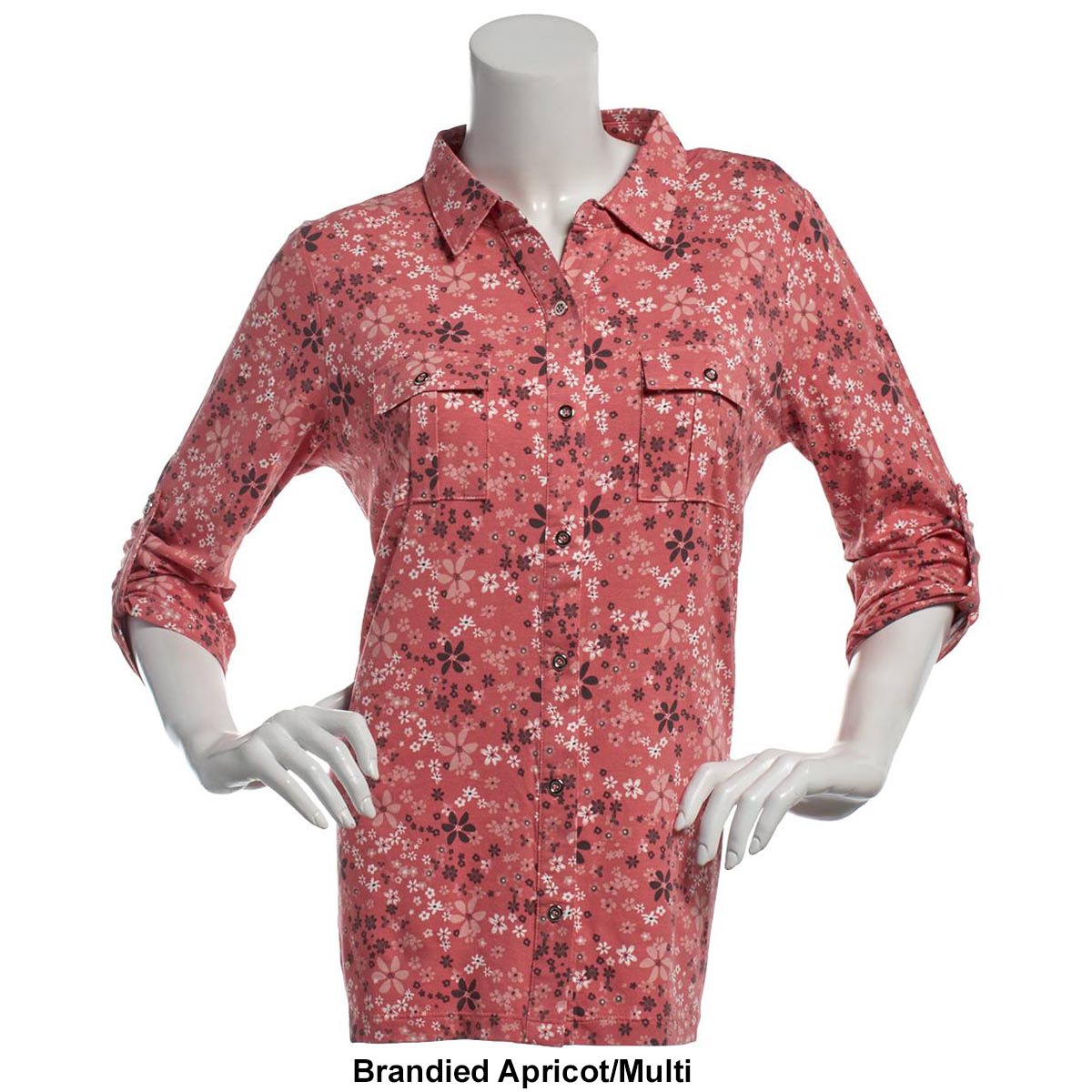 Womens Hasting & Smith 3/4 Sleeve Floral Casual Button Down