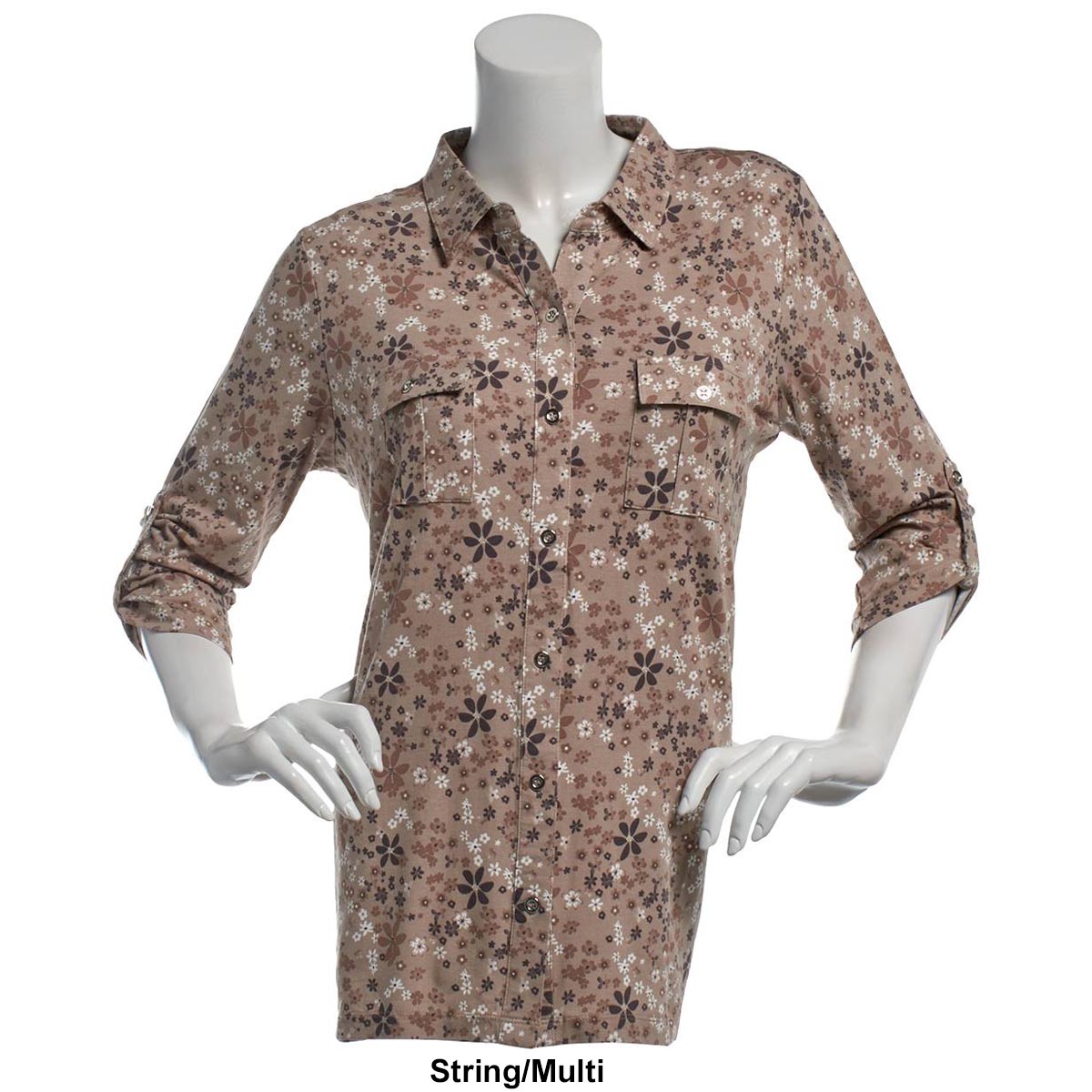 Womens Hasting & Smith 3/4 Sleeve Floral Casual Button Down