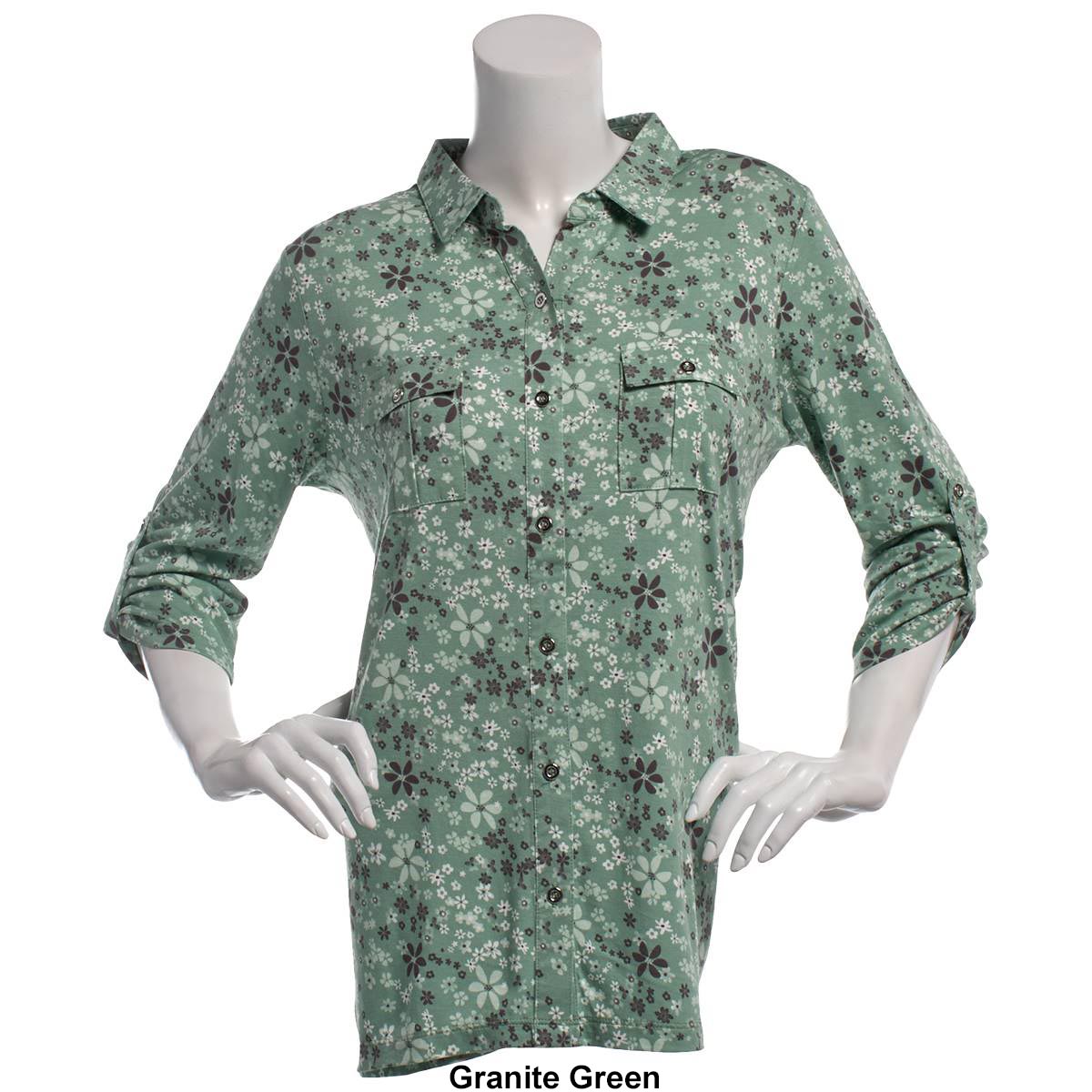 Womens Hasting & Smith 3/4 Sleeve Floral Casual Button Down