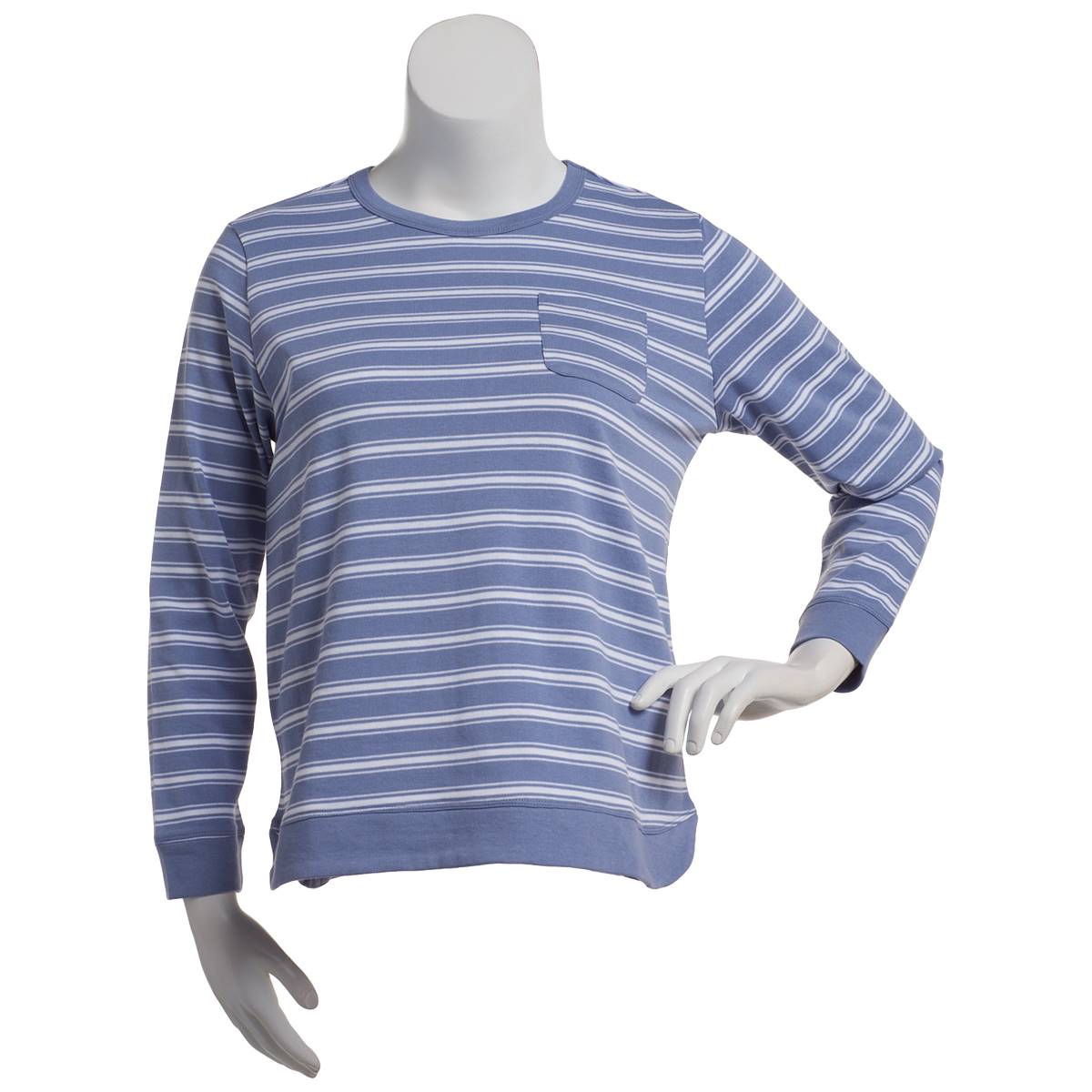 Petite Hasting & Smith Long Sleeve Striped French Terry Tee