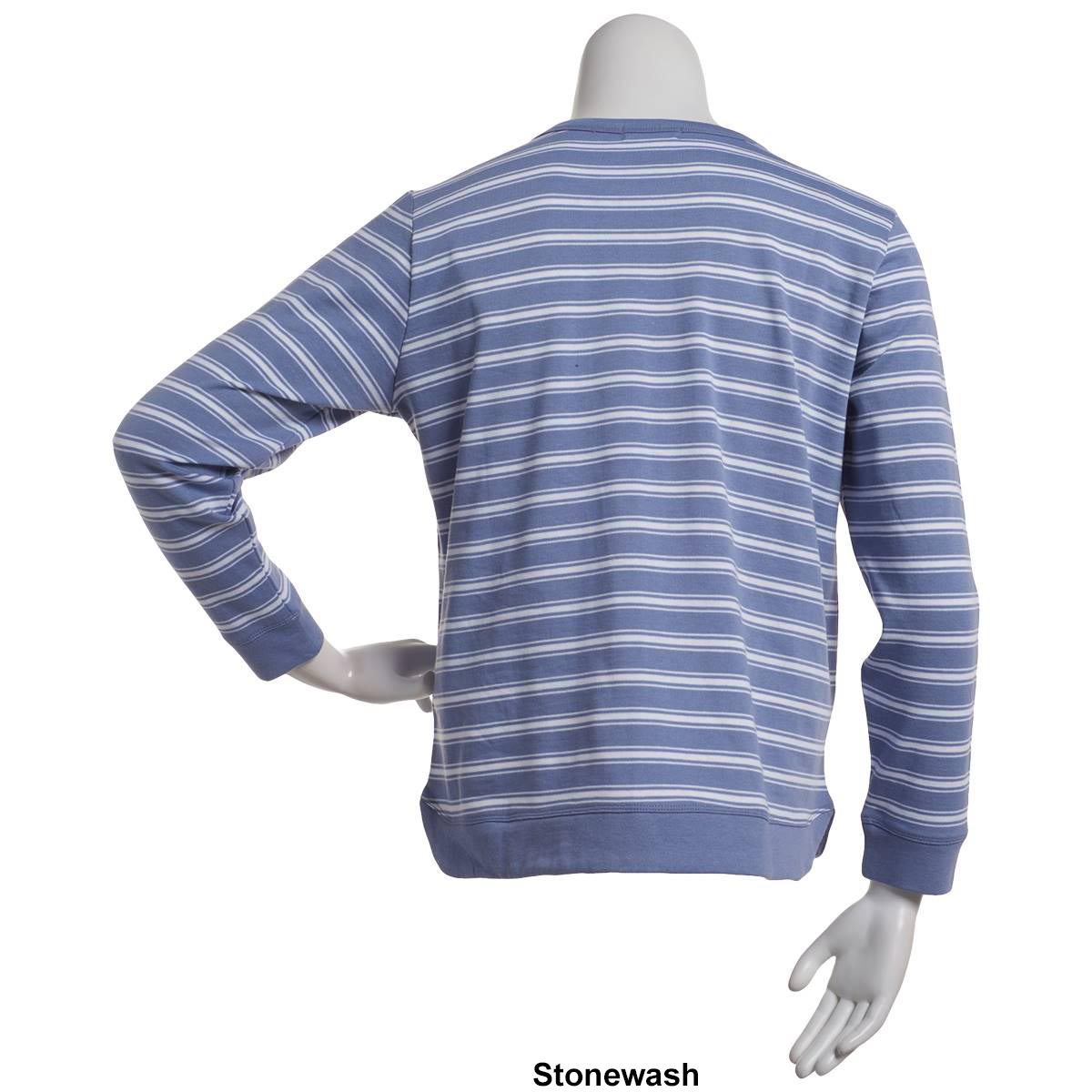 Petite Hasting & Smith Long Sleeve Striped French Terry Tee