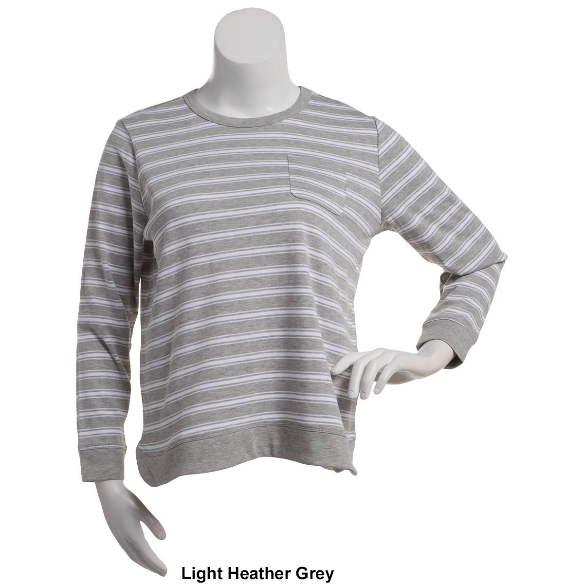 Petite Hasting & Smith Long Sleeve Striped French Terry Tee