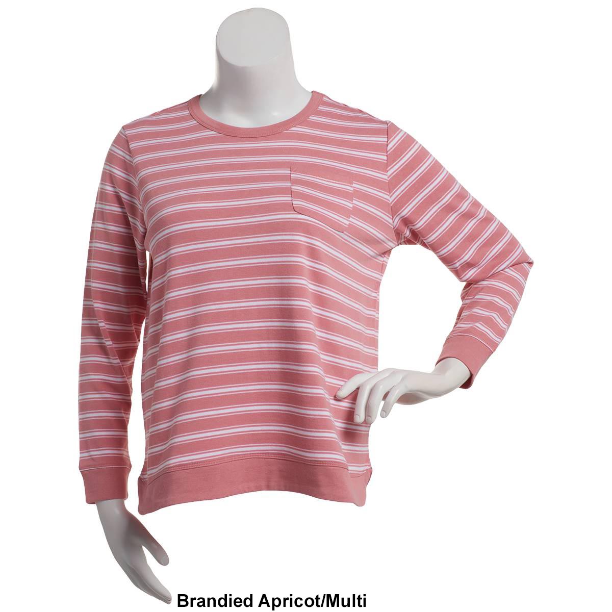 Petite Hasting & Smith Long Sleeve Striped French Terry Tee