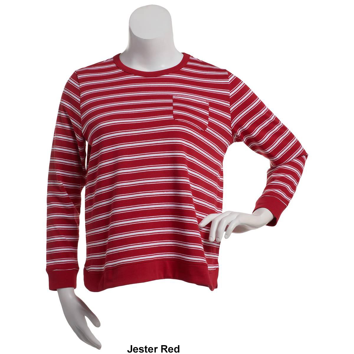 Petite Hasting & Smith Long Sleeve Striped French Terry Tee