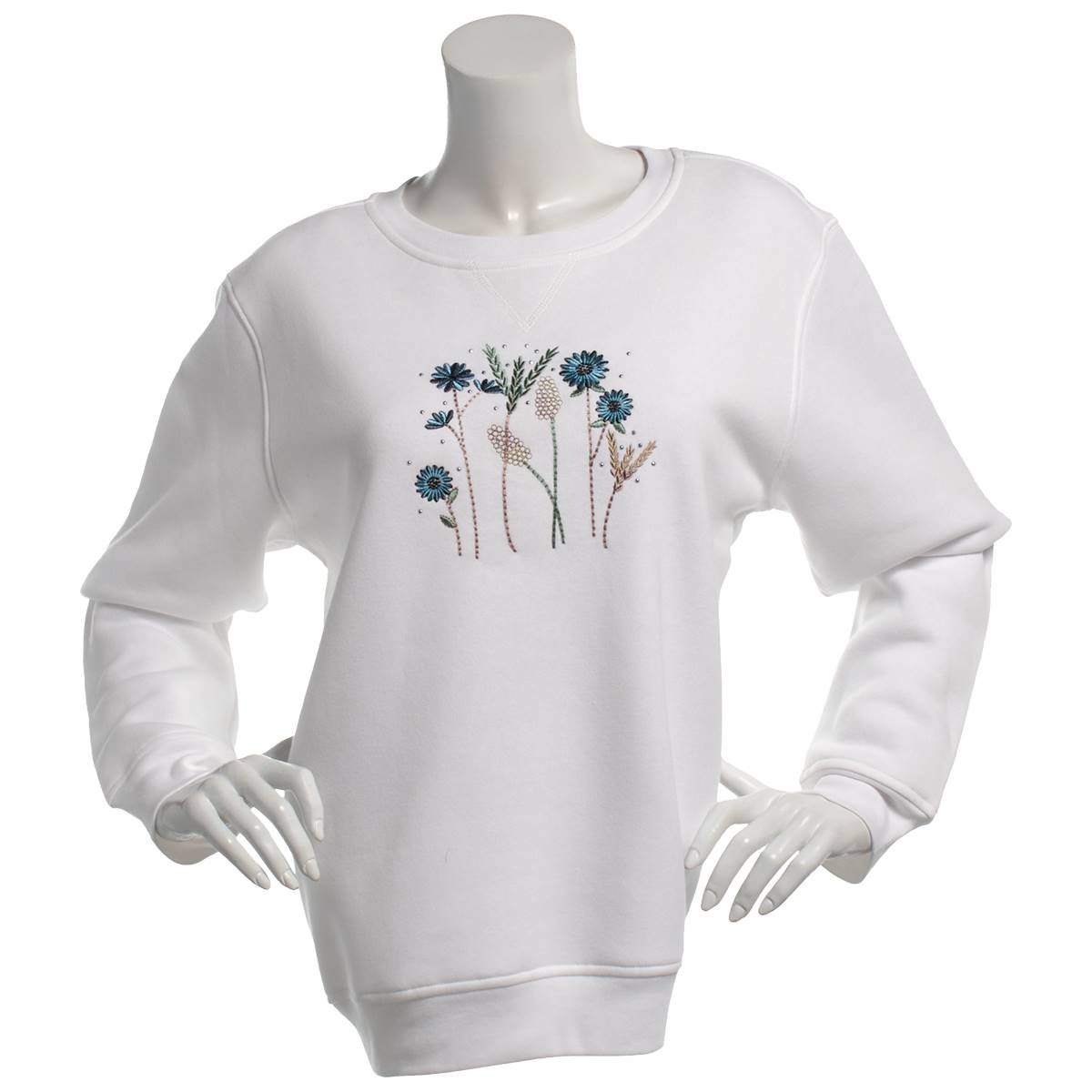 Petite Hasting & Smith Embroidered Meadow Floral Sweatshirt