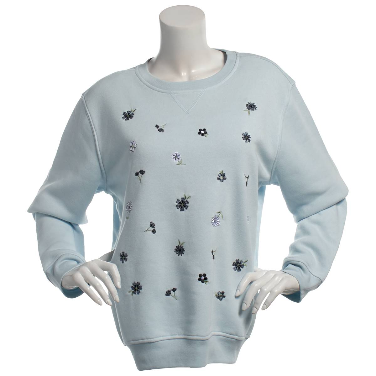 Petite Hasting & Smith Embroidered Floral Placement Sweatshirt