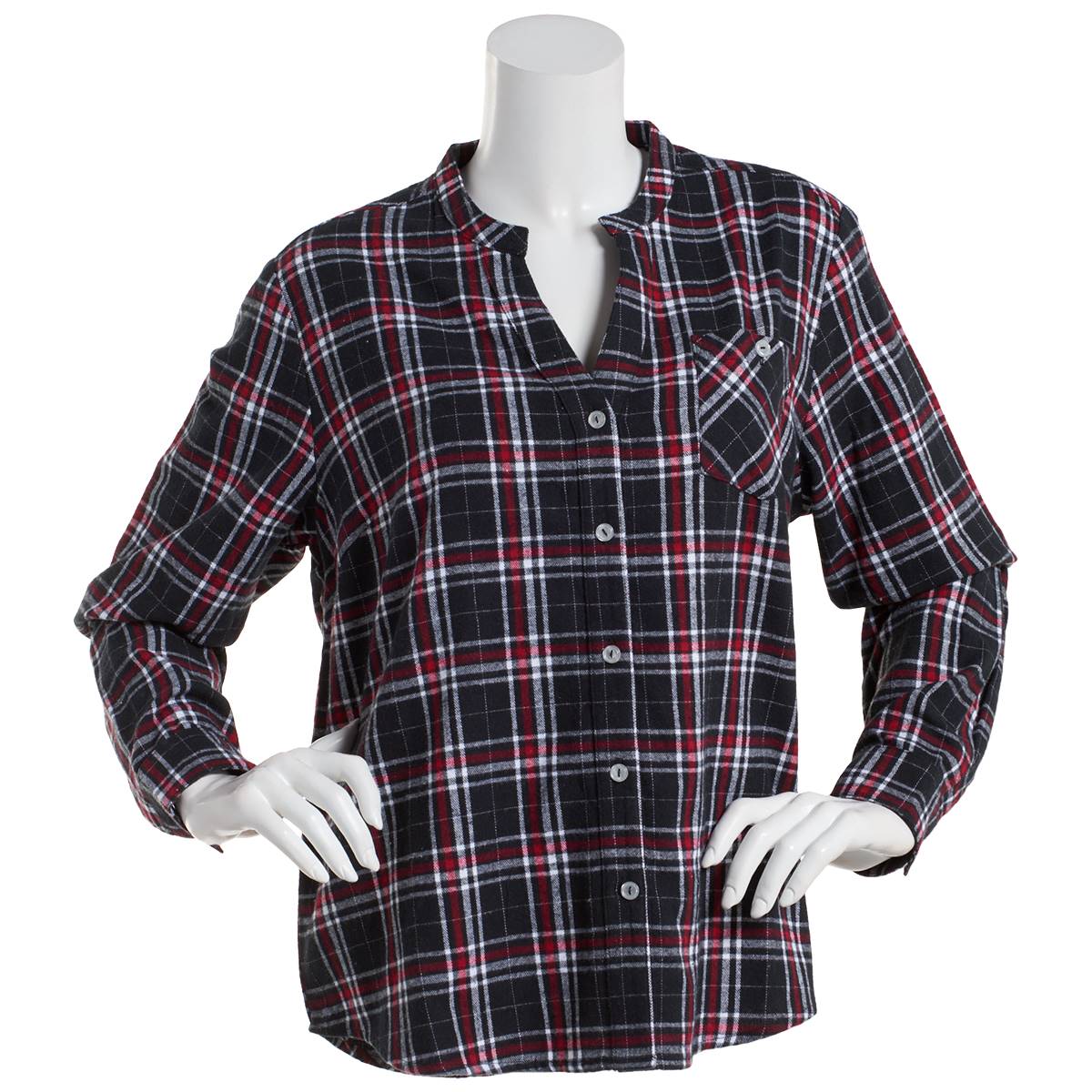 Petite Hasting & Smith Yarn Dyed Plaid Casual Button Down-Black