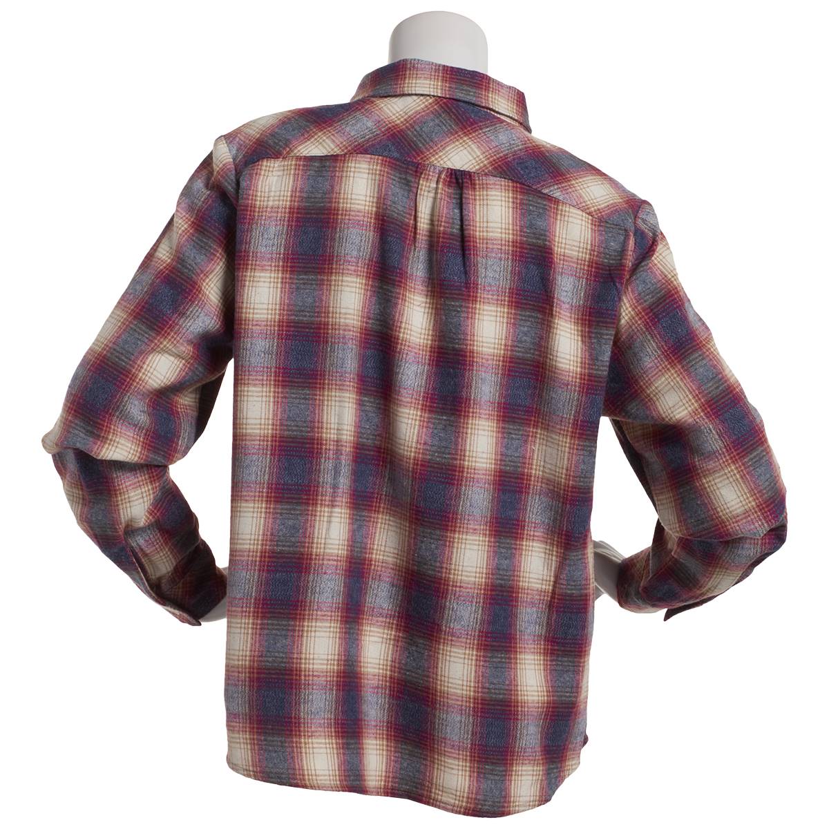 Petite Hasting & Smith Point Collar Plaid Button Down-Burgundy