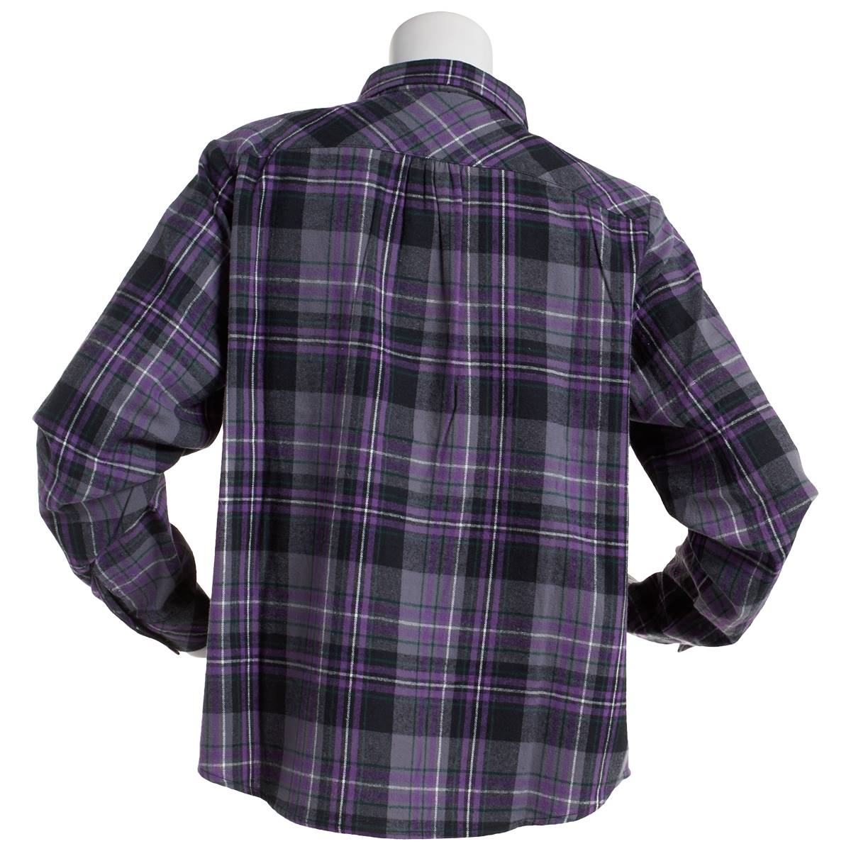 Petite Hasting & Smith Plaid Flannel Casual Button Down-Pur/Blk