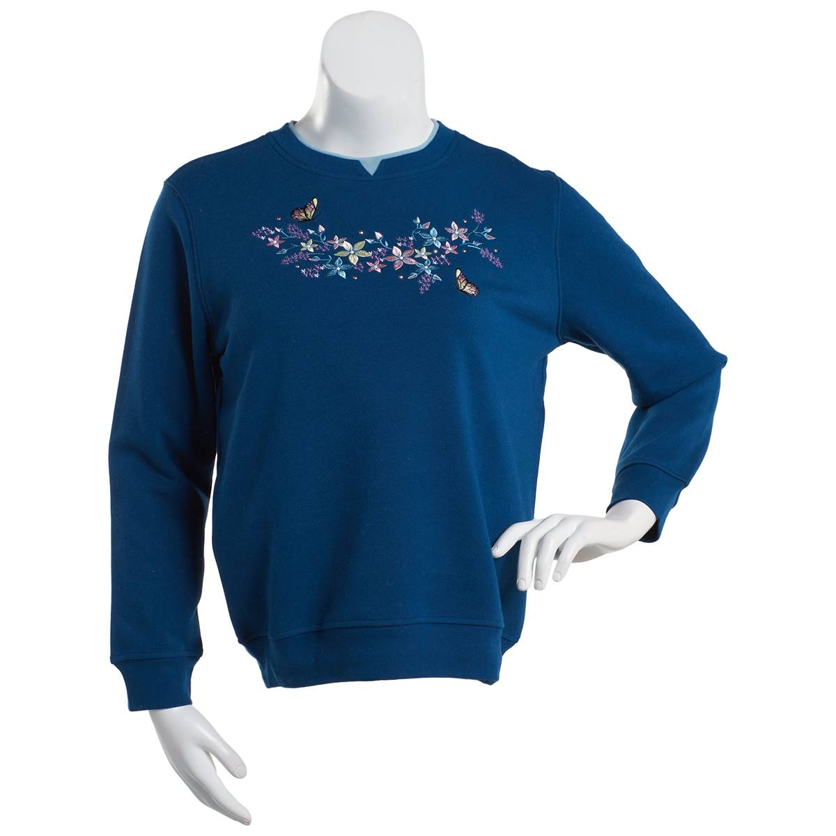 Womens Hasting & Smith Embroidered Butterfly Gem Sweatshirt