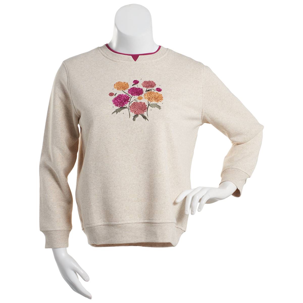 Womens Hasting & Smith Embroidered Mums Floral Sweatshirt