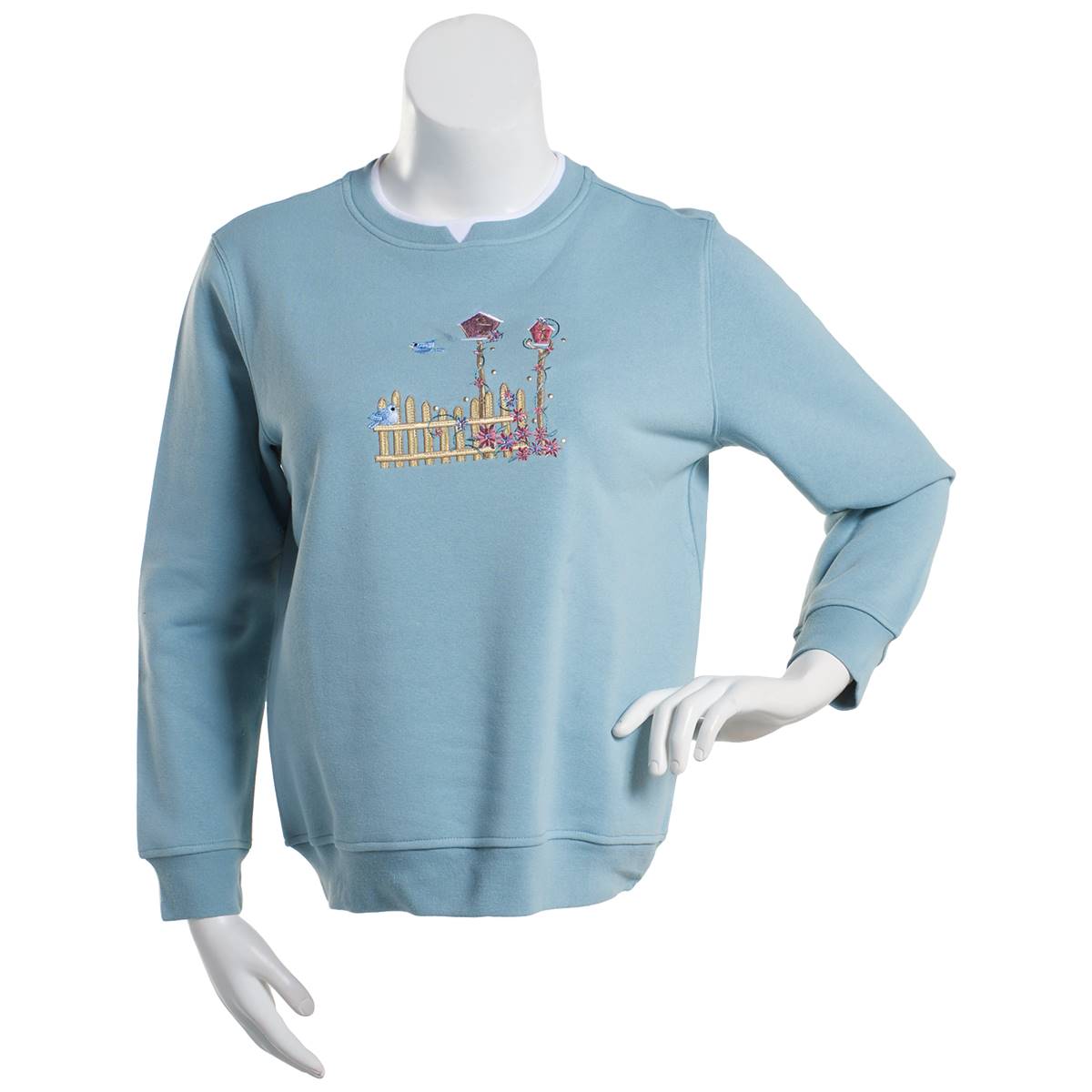 Womens Hasting & Smith Embroidered Birdhouse Sweatshirt