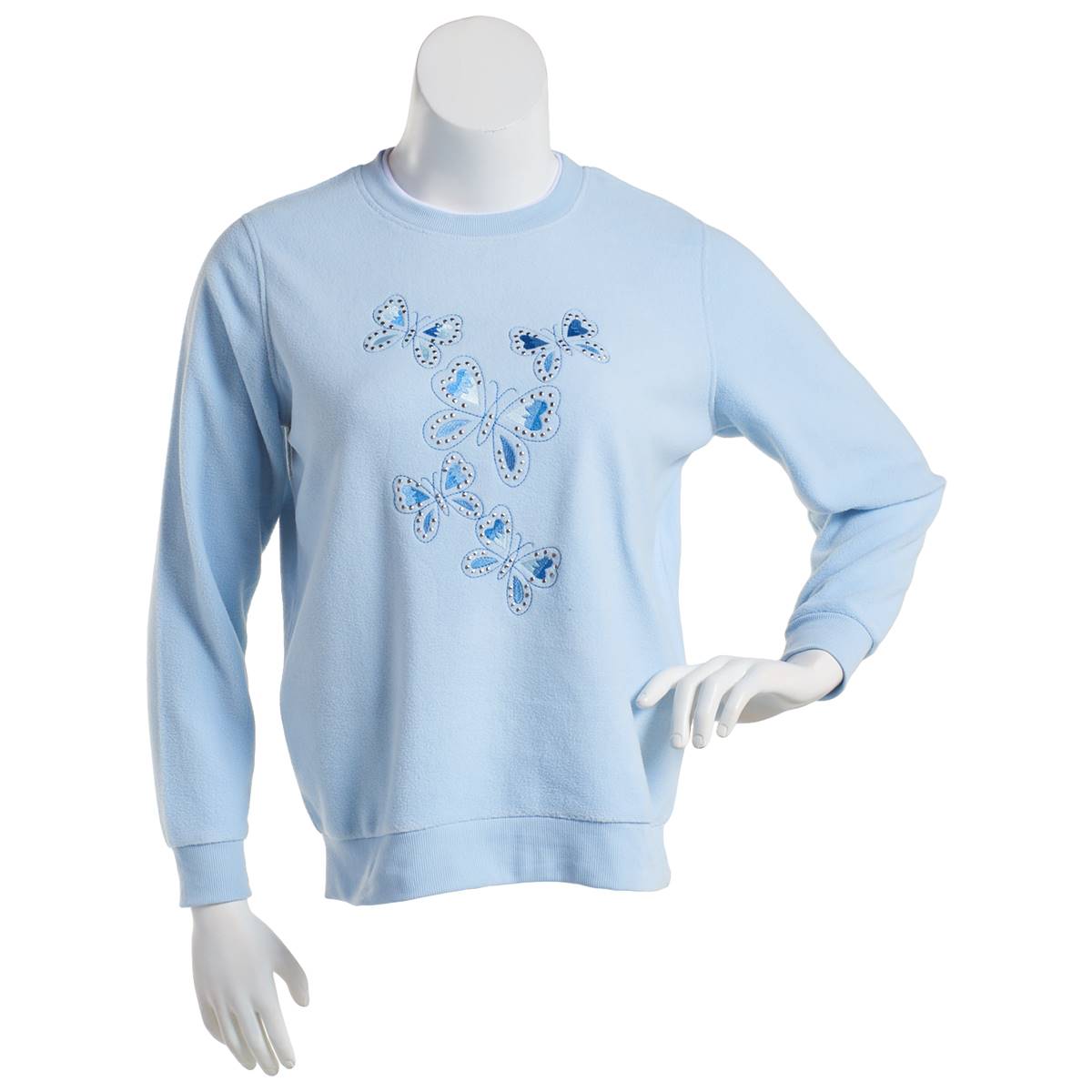 Womens Madison Taylor Embroidered Butterflies Sweatshirt