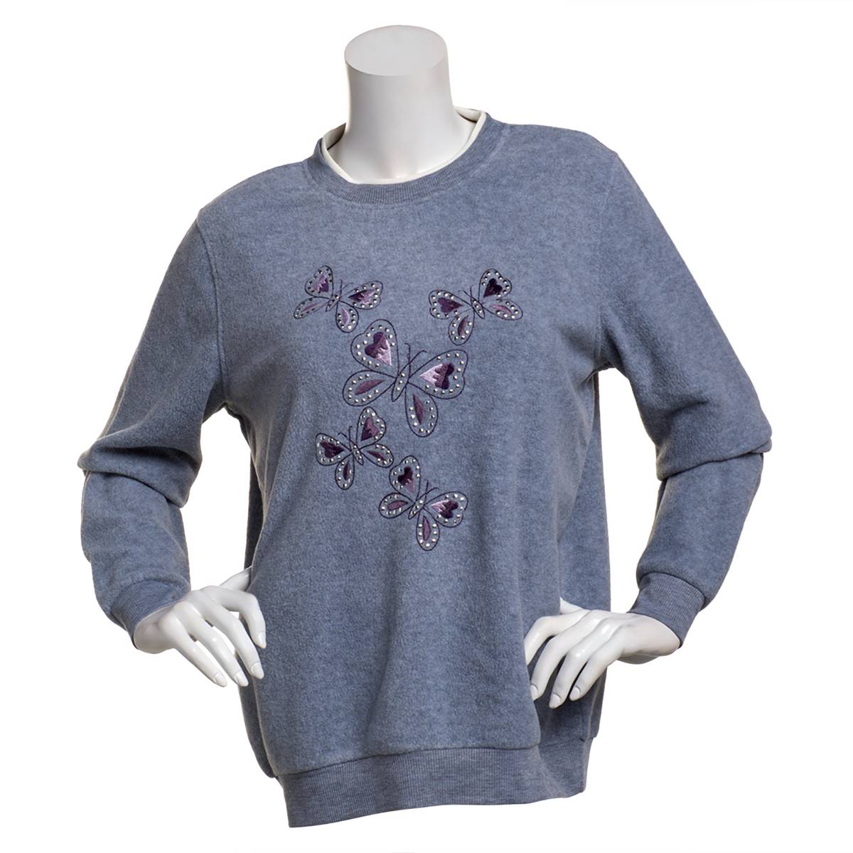 Plus Size Madison Taylor Butterflies Microfleece Sweatshirt