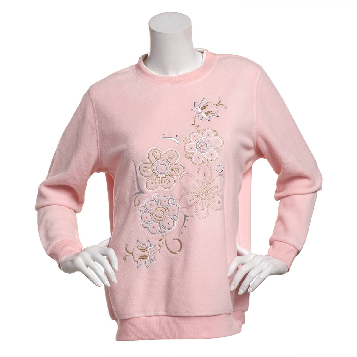 Plus Size Madison Taylor Glitter Floral Microfleece Sweatshirt