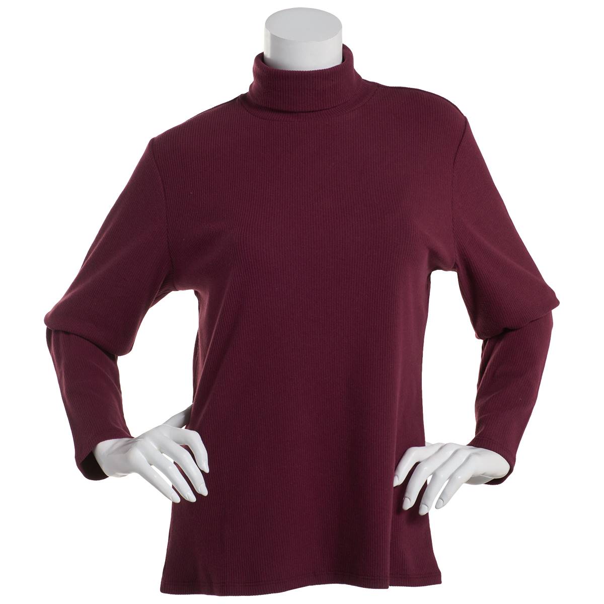 Womens Mountain Ridge Solid Long Sleeve Ribbed Turtleneck