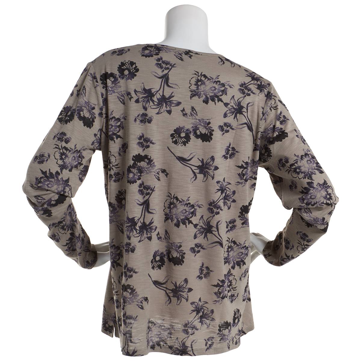 Plus Size Architect(R) Long Sleeve Fall Floral V-Neck Tee