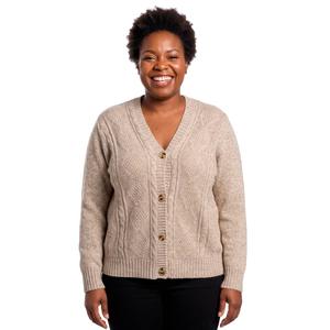Plus Size Hasting & Smith Solid Long Sleeve Cable V-Neck Cardigan alternate view