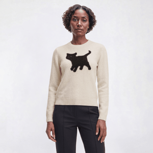 Womens Hasting & Smith Long Sleeve Cat Crew Neck Sweater