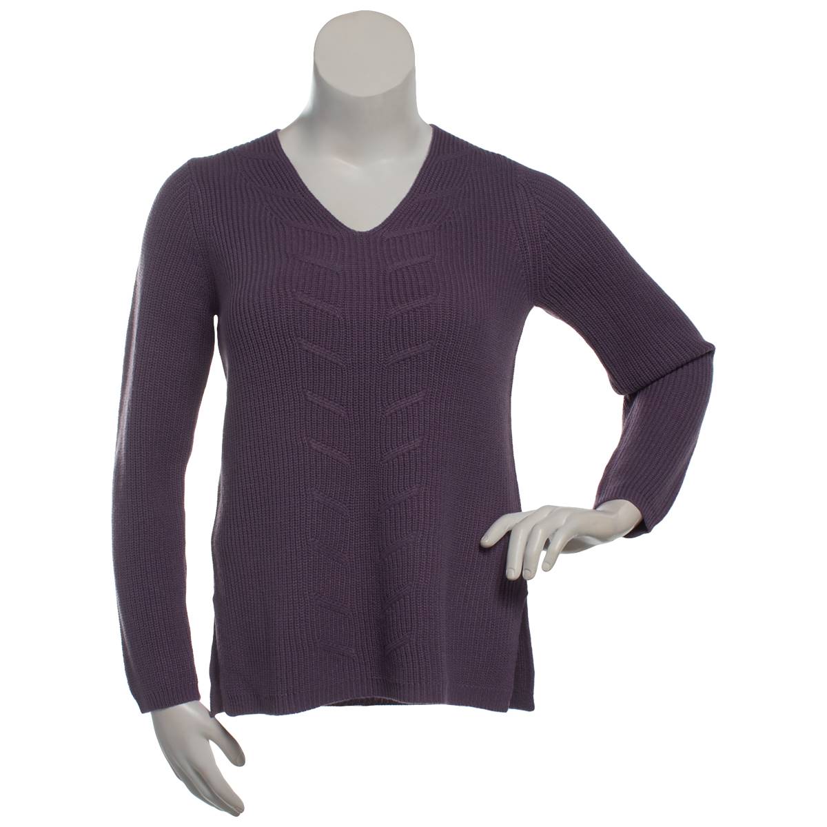 Womens Hasting & Smith Long Sleeve V-Neck Solid Sweater