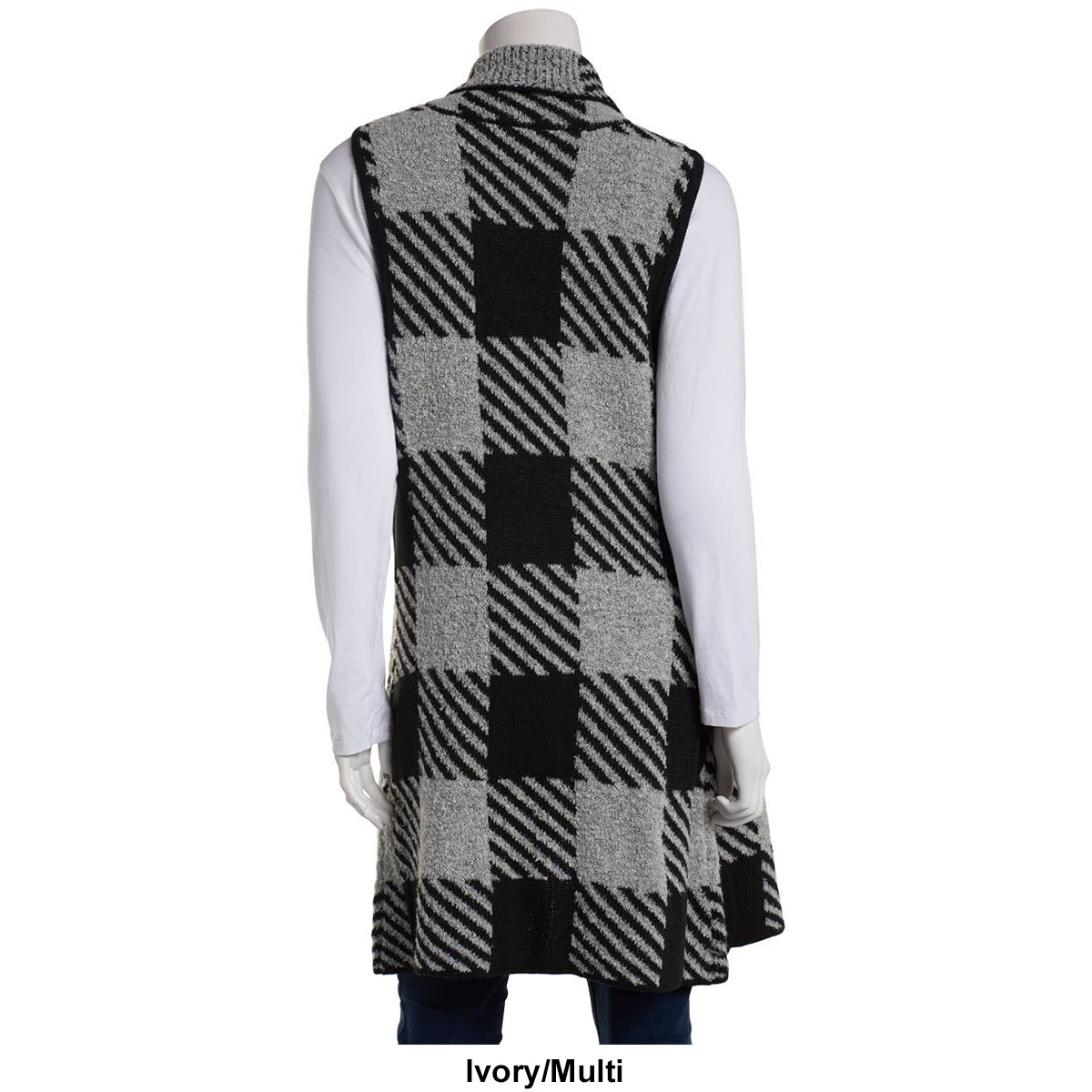 Womens Tint & Shadow Buffalo Plaid Long Sweater Vest