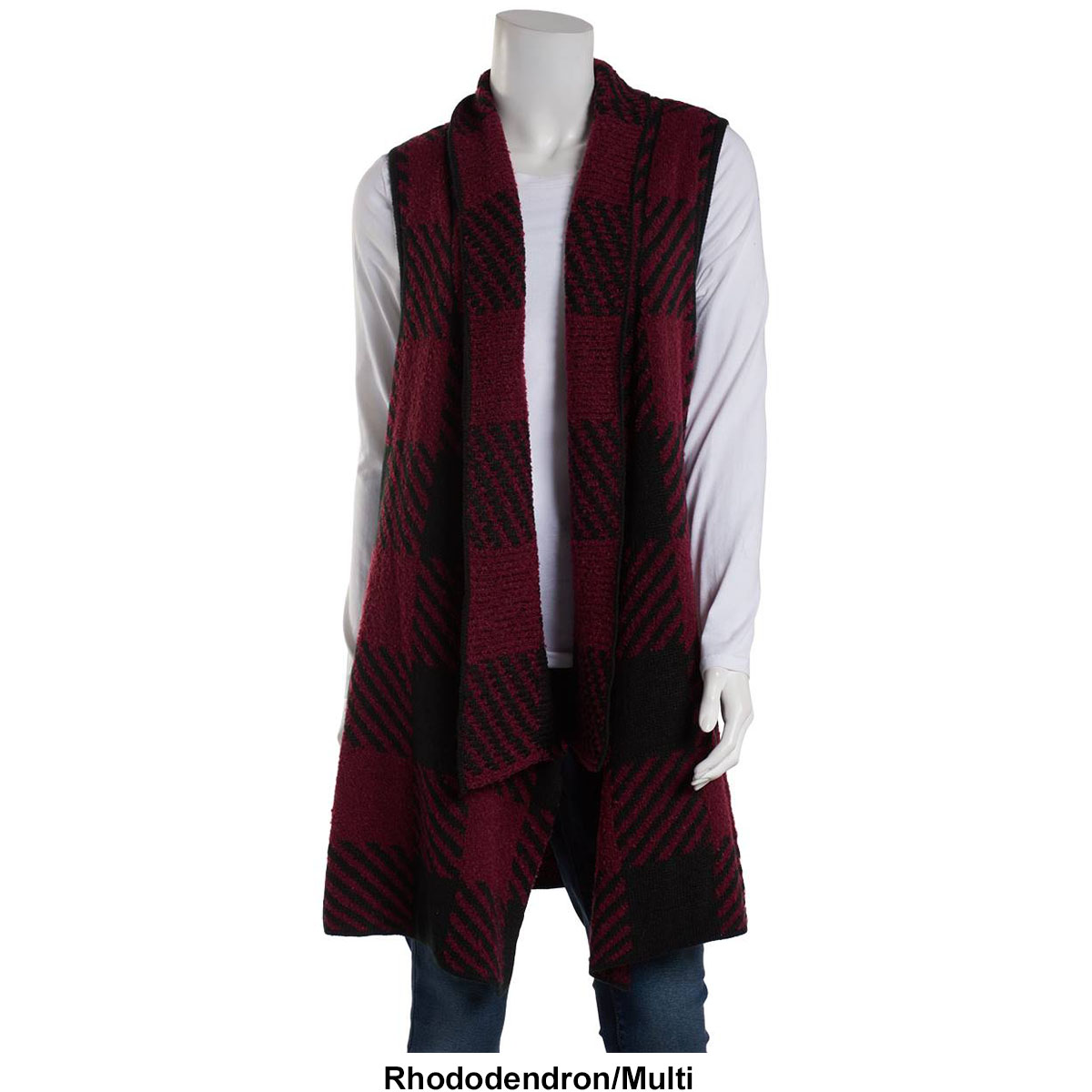 Womens Tint & Shadow Buffalo Plaid Long Sweater Vest