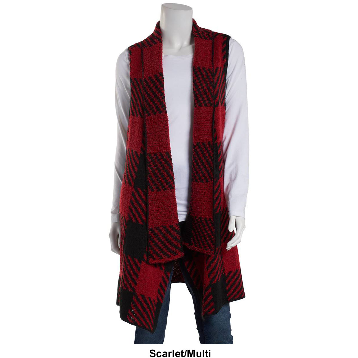 Womens Tint & Shadow Buffalo Plaid Long Sweater Vest