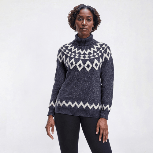 Womens Tint & Shadow Long Sleeve Fair Isle Turtleneck Sweater