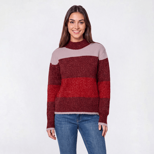 Womens Tint & Shadow Long Sleeve Mock Neck Stripe Sweater alternate view