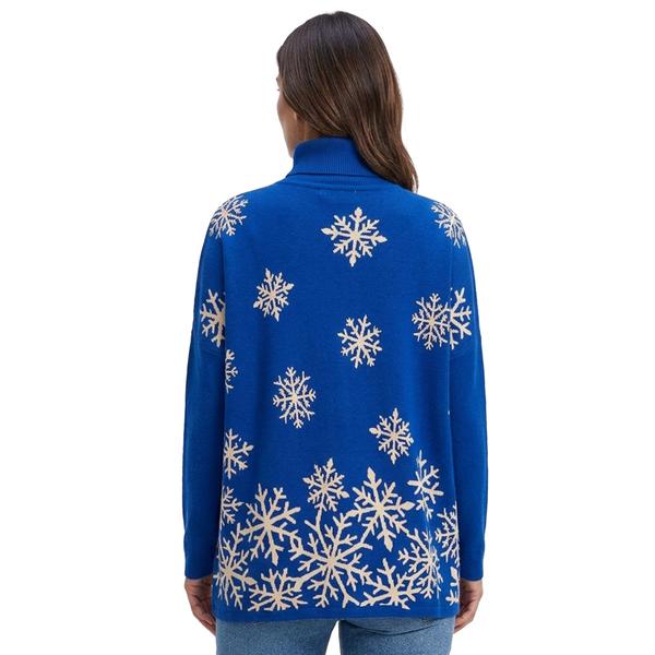 Womens Tint & Shadow Ribbed Sleeve Snowflake Poncho Sweater alternate view