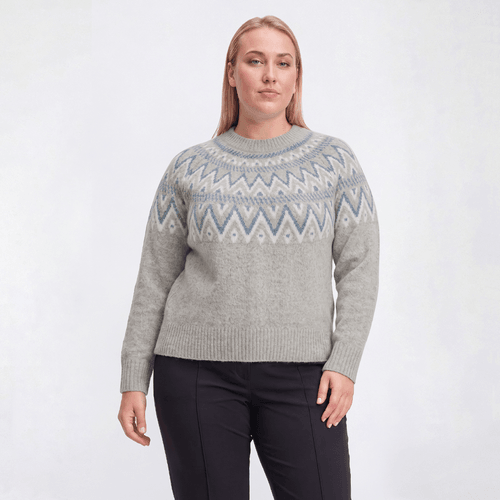 Plus Size Preswick & Moore(R) Long Sleeve Fair Isle Sweater